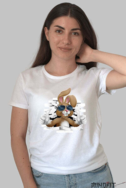 GILDAN Κουλ και χαλαρό μπλουζάκι με κουνελάκι με γυαλιά ηλίου