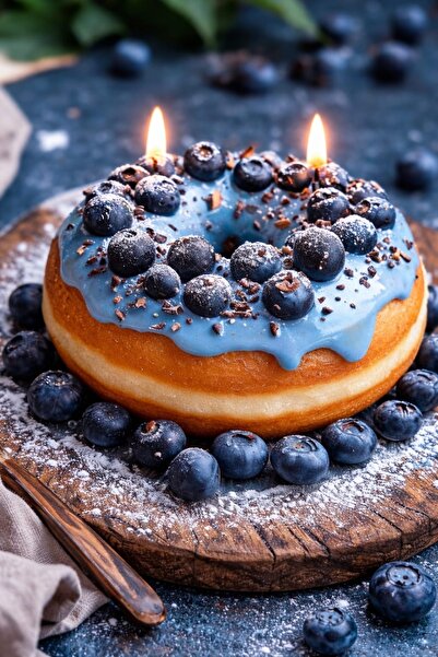 Veluna mum El Yapımı Yaban Mersinli Donut Lezzeti Mum 🫐🍩💫