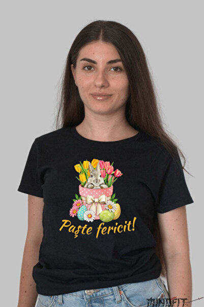 GILDAN Happy Easter T-Shirt Bunny Among Tulips