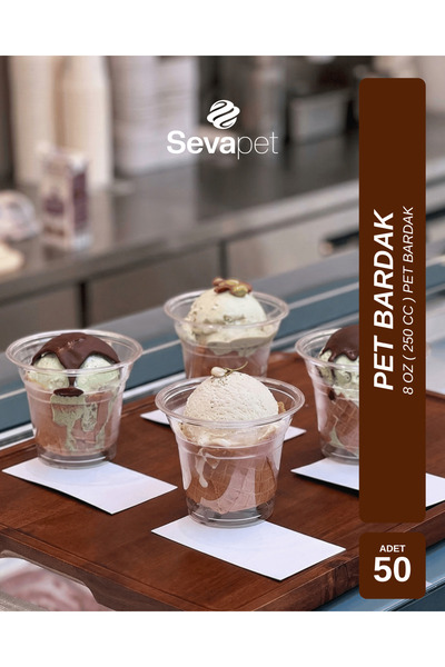 SEVAPET 8 OZ (350 CC) PET BARDAK 50 ADET / SOĞUK İÇECEK BARDAĞI