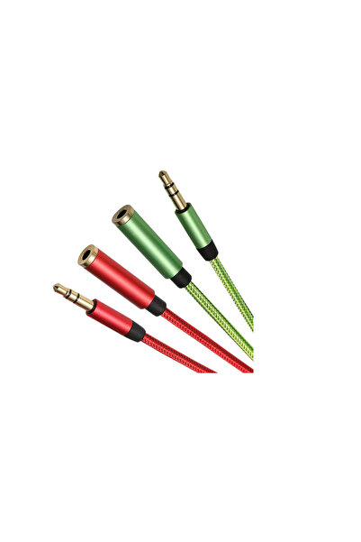 OEM Set 2 cabluri AUX, 1m lungime fiecare, nylon, metal, multicolor