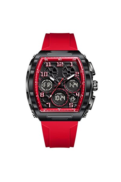 Lige Men's Watch FB0096 – Tonneau Luxury, Dual Display, Waterproof 3BAR, Sili...