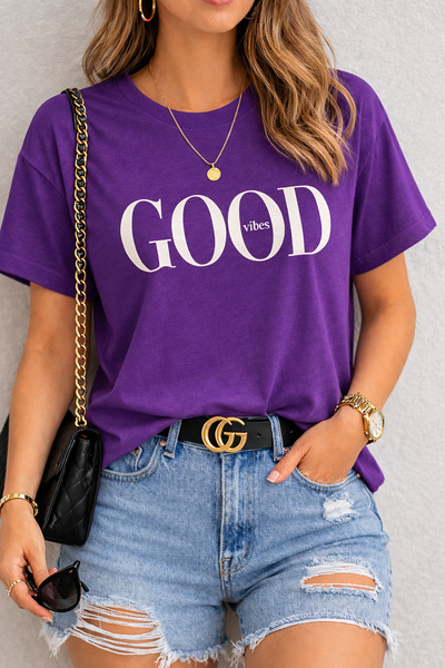 ArtYus Μπλουζάκι Good Vibes Text με τύπωμα Unisex oversized – Μπλουζάκι με Μί...