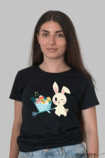GILDAN Happy Easter T-shirt Cute Bunny Giving Eggs