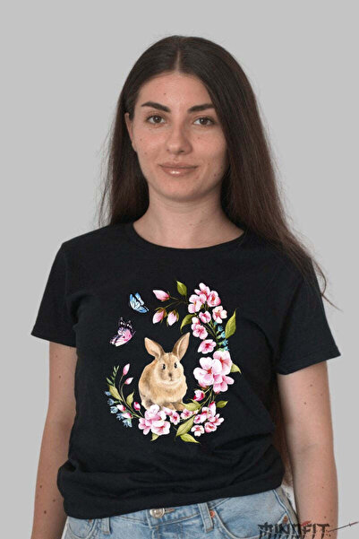 GILDAN Tricou Primavara Fericita Iepuras Intre Flori Si Fluturi