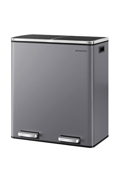 SONGMICS Double Trash Can 2x30L, with pedals and soft-close lid, inner bucket...