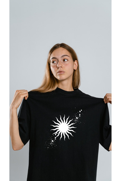MUCTU Unisex Slim Dar Kesim %100 Yumuşak Pamuklu Siyah Bisiklet Yaka Tişört
