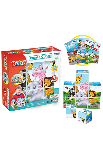 a v d a 6 Taraflı Resimli Puzzle Küpler 9 Parça Eğitici Motor ve El Beceri Be...