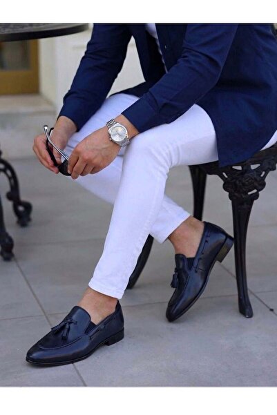 Serhat Özköroğlu Lfr-1270 Leather Merdane Shoes Navy Blue