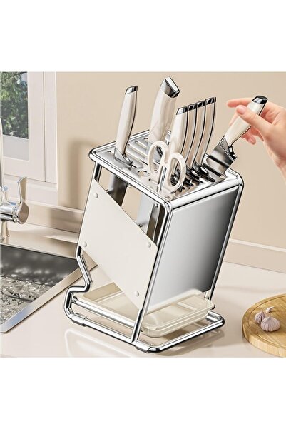 VmaxVision Metal Knives Holder, Knives Storage Rack with Chopping Board Holde...