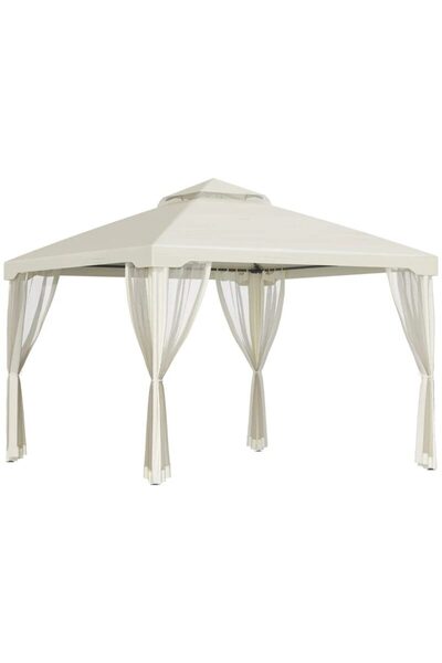 ART Pavilion/foisor pentru gradina/terasa, cadru metalic, cu perdele, bej, 2....