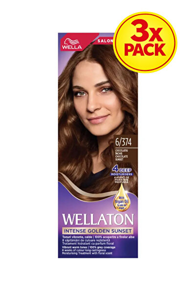 Wella 3x PACK Vopsea de par Wellaton 6/374, 110ml