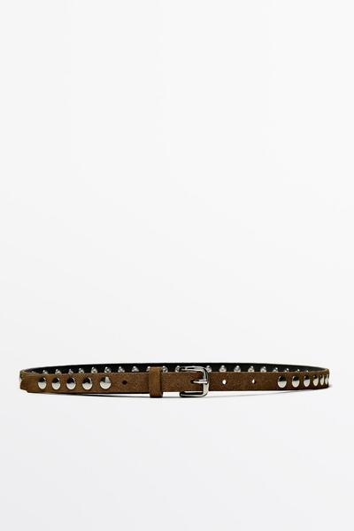 Massimo Dutti Zımba detaylı ince deri kemer