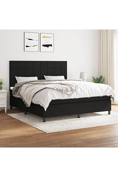 Concept Pat box spring cu saltea, negru, 180x200 cm, catifea