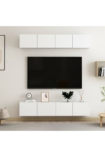 Concept TV cabinets, 4 pieces, white, 80x30x30 cm, chipboard