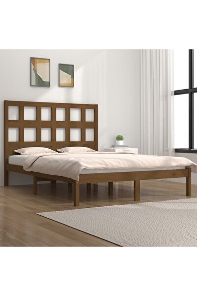 Concept Cadru de pat, maro miere, 200x200 cm, lemn masiv de pin