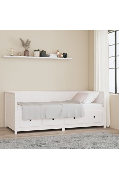 Concept Κρεβάτι ημέρας, λευκό, 80x200 εκ., μασίφ ξύλο πεύκου