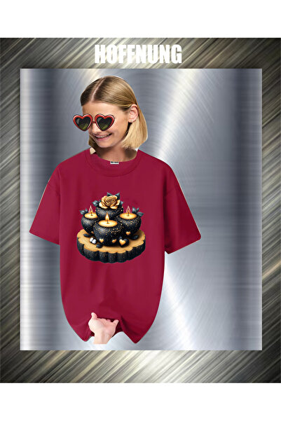 HOFFNUNG تيشيرت للجنسين بأكمام قصيرة وياقة دائرية باللون الأسود مطبوع عليه شم...