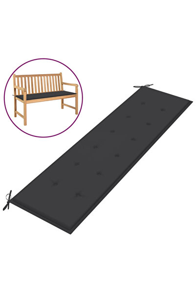 Concept Μαξιλάρι παγκάκι κήπου, ανθρακί, 180x50x3 εκ.