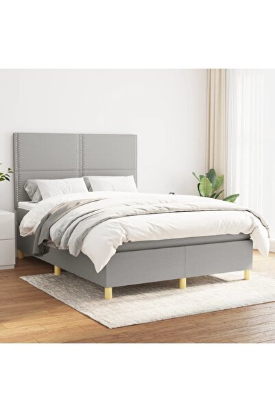 Concept Pat box spring cu saltea, gri deschis, 140x190 cm, textil