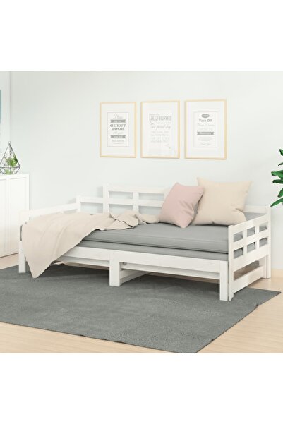 Concept Pat extensibil de zi, alb, 2x(80x200) cm, lemn masiv de pin