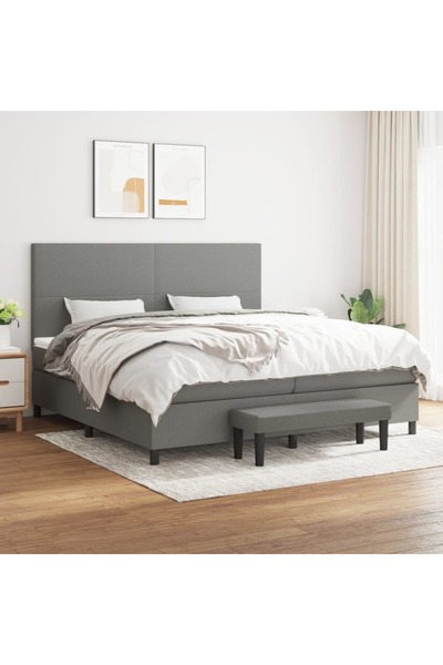Concept Pat box spring cu saltea, gri închis, 200x200 cm, textil