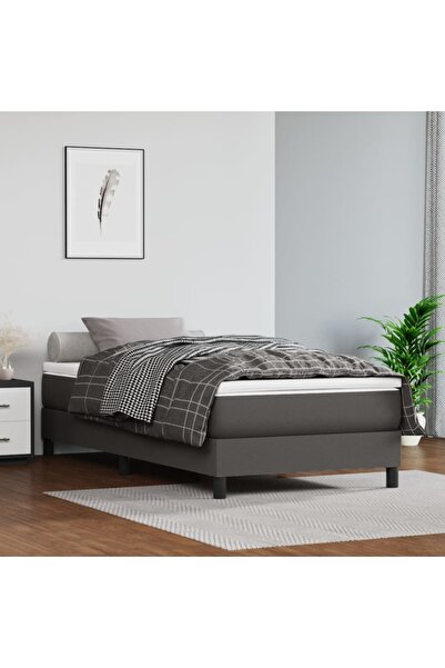 Concept Pat box spring cu saltea, gri, 90x200 cm, piele ecologică
