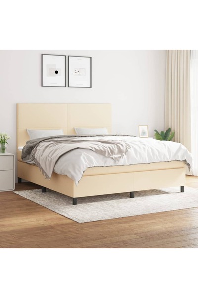 Concept Pat box spring cu saltea, crem, 160x200 cm, material textil