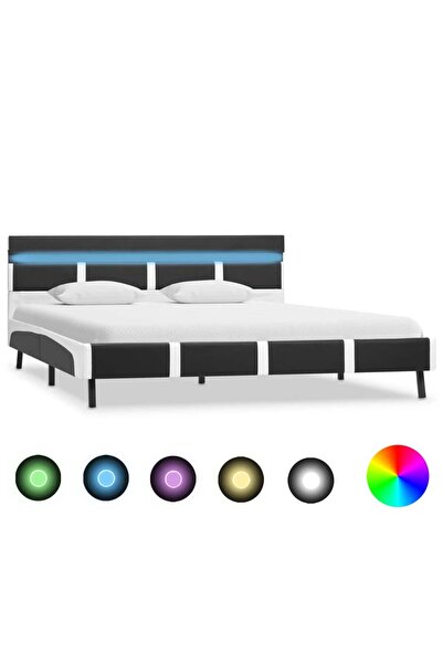 Concept Σκελετός κρεβατιού LED, γκρι, 160 x 200 cm, οικολογικό Δερμάτινο