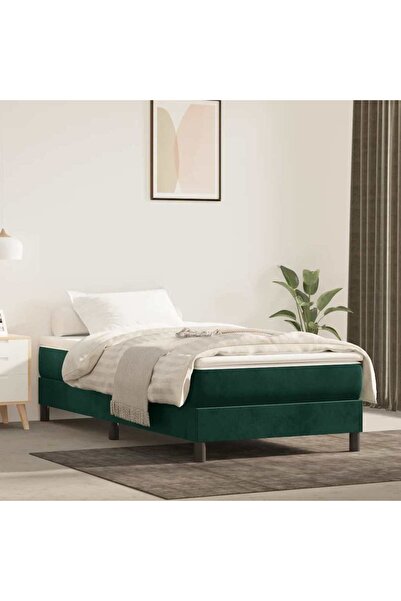 Concept Pat box spring cu saltea, verde închis, 120x200 cm, catifea