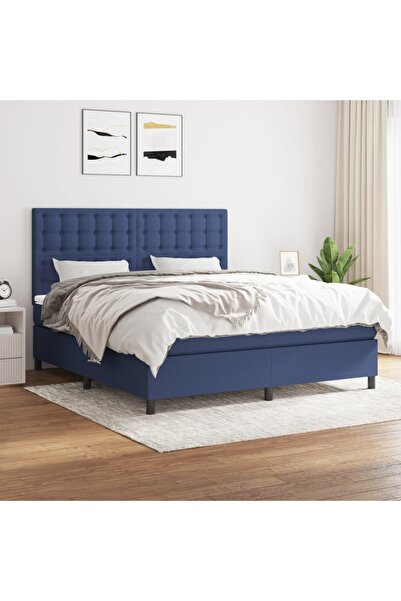 Concept Pat box spring cu saltea, albastru, 180x200 cm, material textil