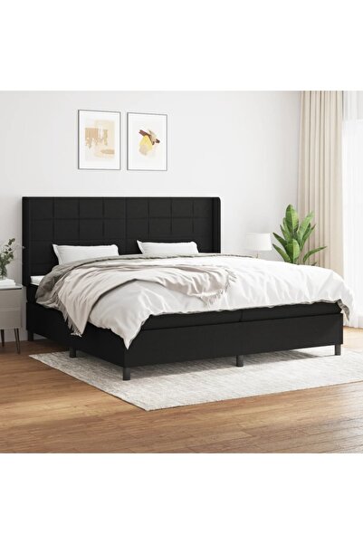 Concept Pat box spring cu saltea, negru, 200x200 cm, textil
