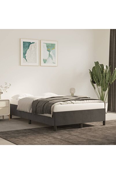 Concept Cadru de pat, gri închis, 120x200 cm, catifea