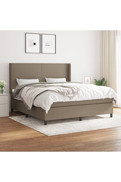 Concept Pat box spring cu saltea, gri taupe, 160x200 cm material textil