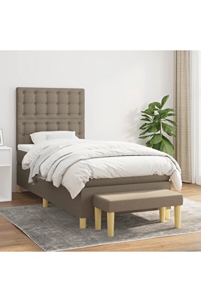 Concept Pat box spring cu saltea, gri taupe, 90x200 cm, textil