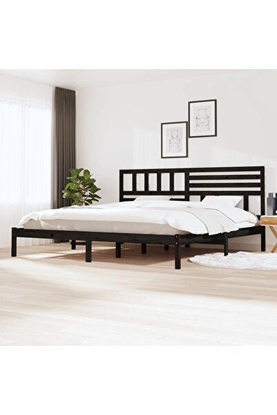 Concept Cadru de pat, negru, 200x200 cm, lemn masiv de pin