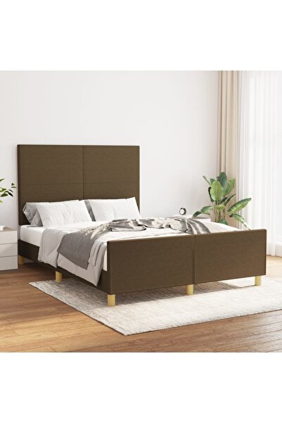 Concept Cadru de pat cu tăblie, maro închis, 140x200 cm, textil
