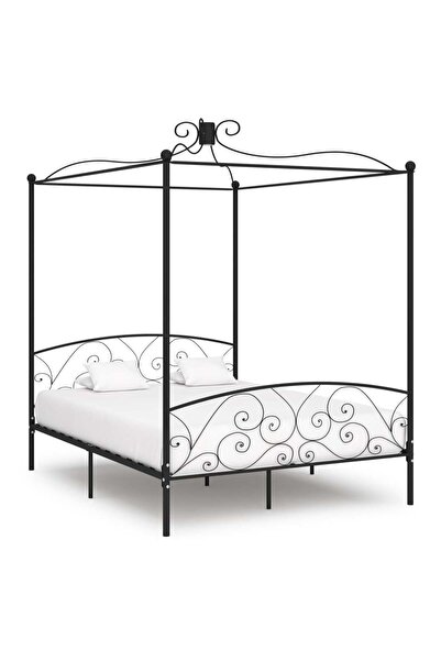Concept Σκελετός κρεβατιού με ουρανό, μαύρος, 160 x 200 εκ., μεταλλικός