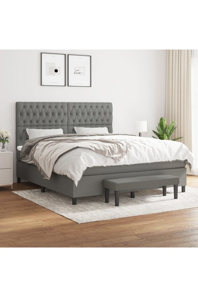 Concept Pat box spring cu saltea, gri închis, 180x200 cm, textil