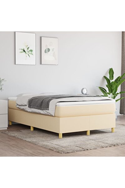 Concept Cadru de pat box spring, crem, 120x200 cm, textil