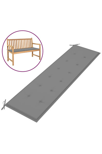 Concept Μαξιλάρι παγκάκι κήπου, γκρι, 180x50x3 εκ.