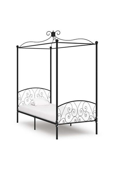 Concept Cadru de pat cu baldachin, negru, 100 x 200 cm, metal