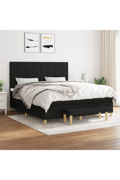 Concept Pat box spring cu saltea, negru, 180x200 cm, catifea