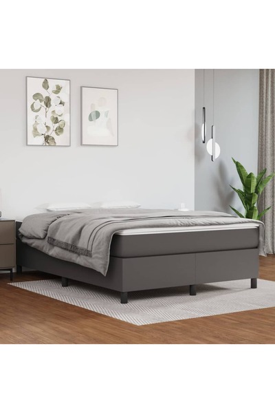 Concept Pat box spring cu saltea, gri, 140x190 cm, piele ecologică