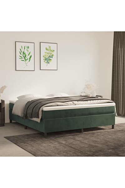 Concept Cadru de pat box spring, verde închis, 180x200 cm, catifea