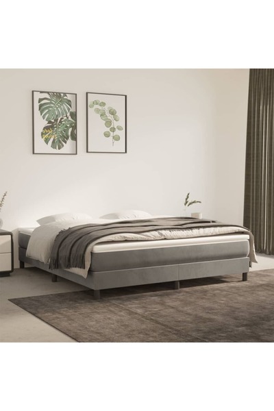 Concept Pat box spring cu saltea, gri deschis, 180x200 cm, catifea