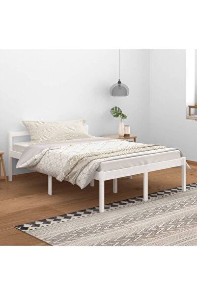 Concept Cadru de pat, alb, 140x200 cm, lemn masiv de pin