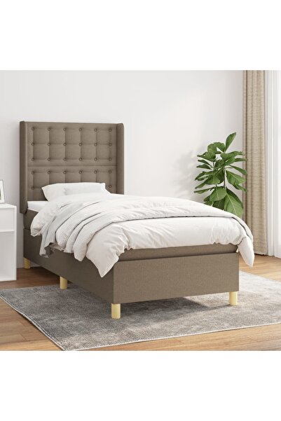 Concept Pat box spring cu saltea, gri taupe, 90x200 cm, textil