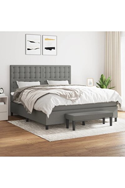 Concept Pat box spring cu saltea, gri închis, 180x200 cm, textil