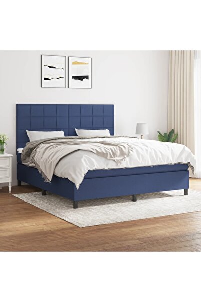 Concept Pat box spring cu saltea, albastru, 180x200 cm, material textil